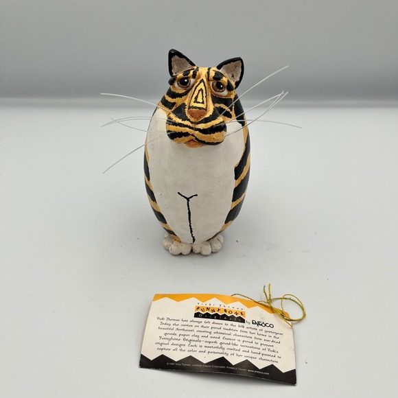 Vicki Thomas Funnybone Follies Cat Figurine ENESCO Decorative Striped - Picture 1 of 7